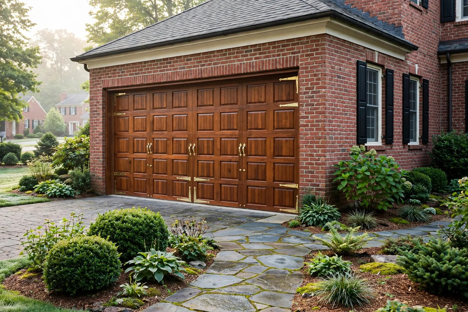 Custom Wood Garage Doors — Custom Cedar Door for a Wide Single Opening in Bannister by Waldorf Garage Door Repair
