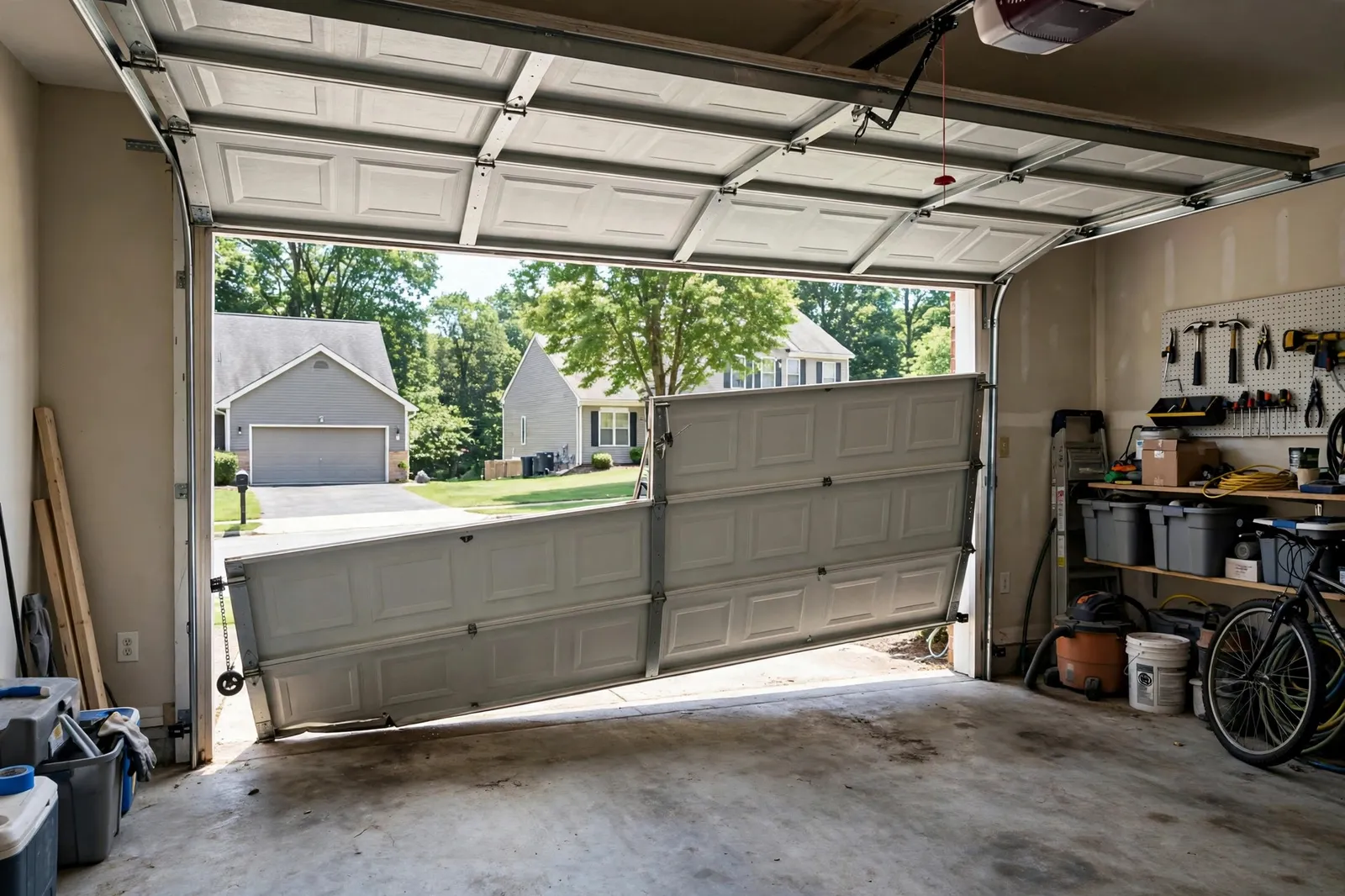 Before photo,  Off-Track Door Reset in Carrington, by Waldorf Garage Door Repair