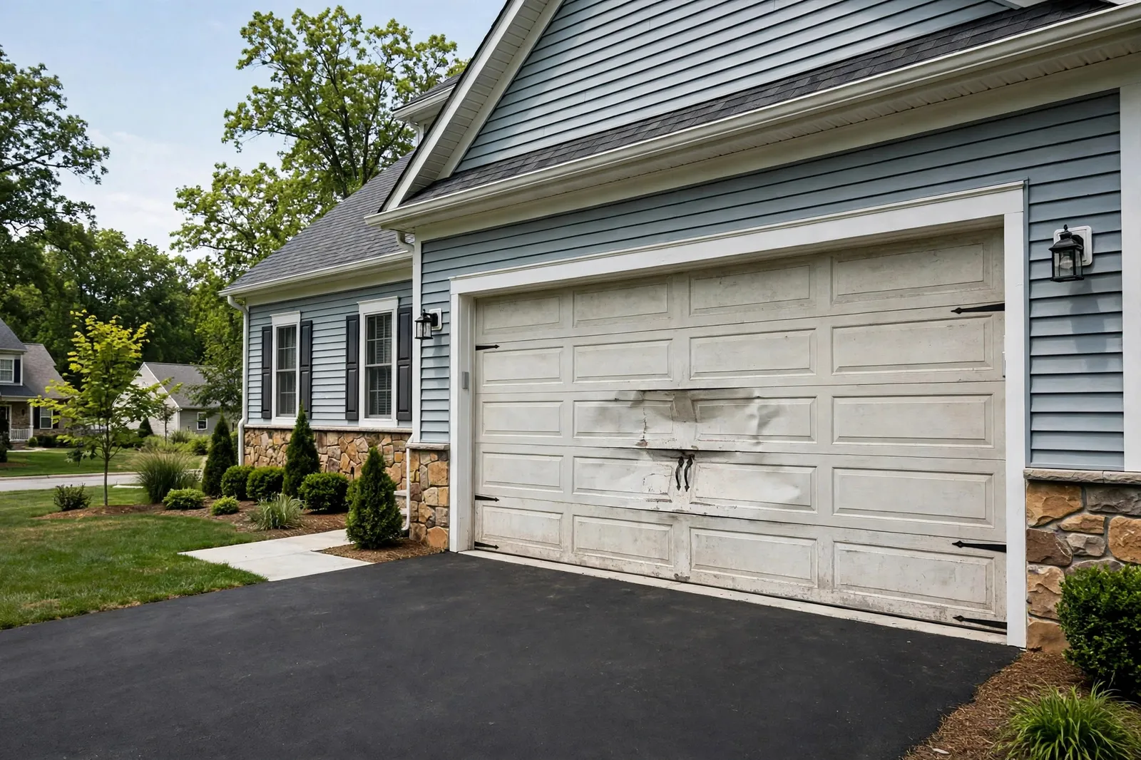 Before photo,  Bottom Section Replaced in Smallwood Village, by Waldorf Garage Door Repair